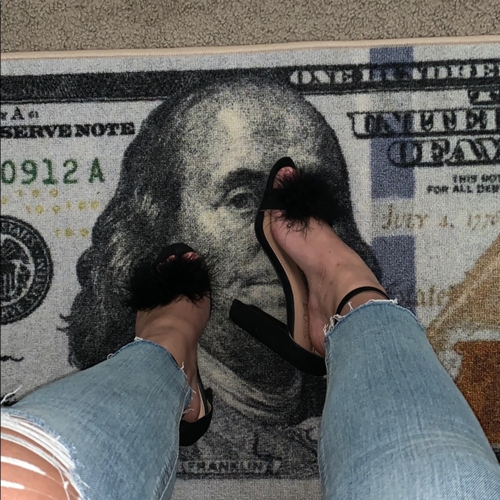 Faux Fur Ankle Strap Heels